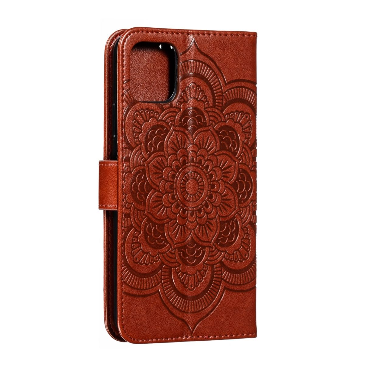 Braune Handyhülle mit Mandala-Design.