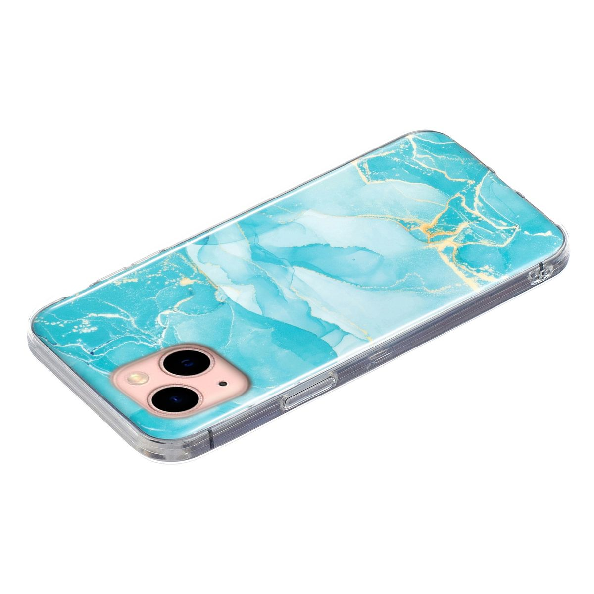 Handyhülle mit Marmordesign. Die Hülle befindet sich auf einem Telefon. Die Hülle hat einen klaren, schützenden Rand.