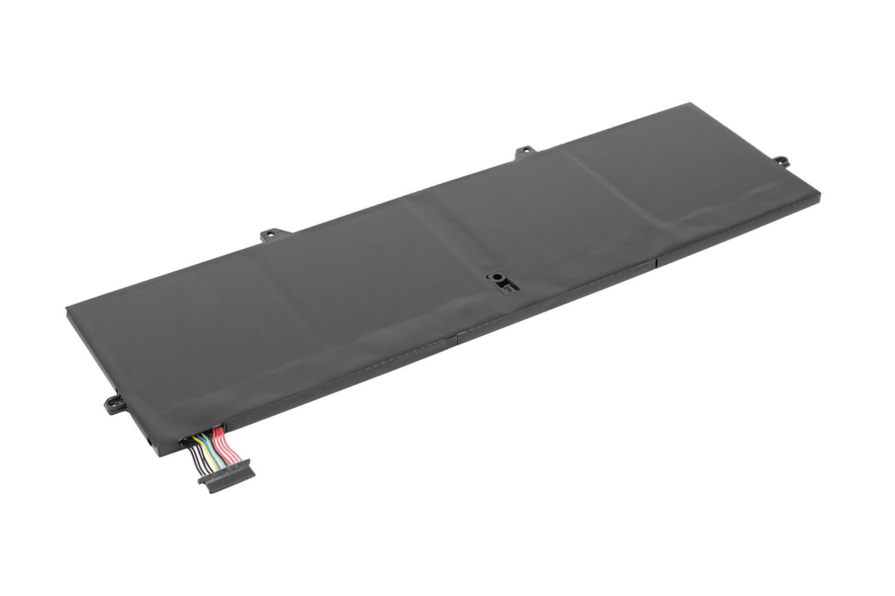 Batteria rettangolare grigia su sfondo bianco.