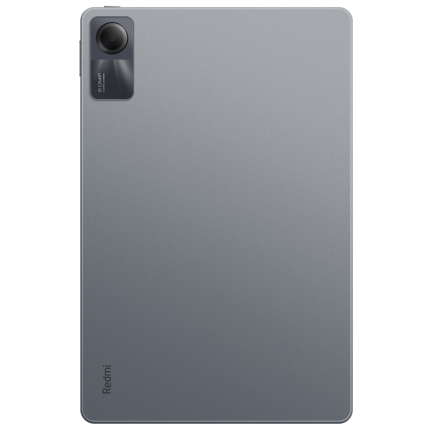 Graues Tablet mit Kamera. Schwarzer Hintergrund.