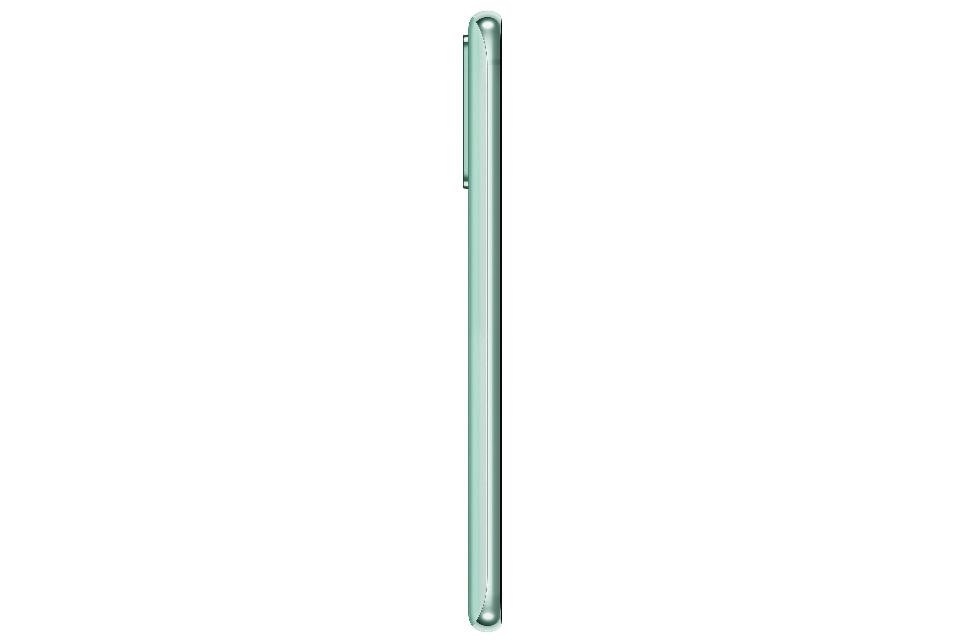 Seitenansicht eines mintgrünen Smartphones.