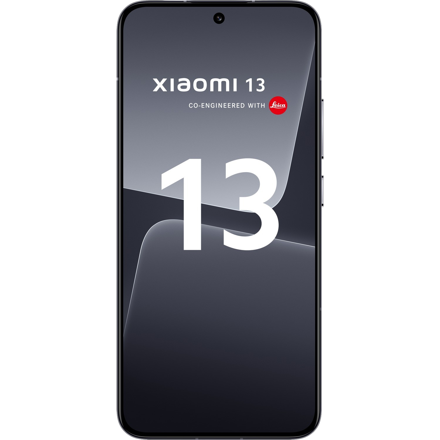 Smartfon z logo 'Xiaomi 13' i marką 'Leica' na czarnym tle.