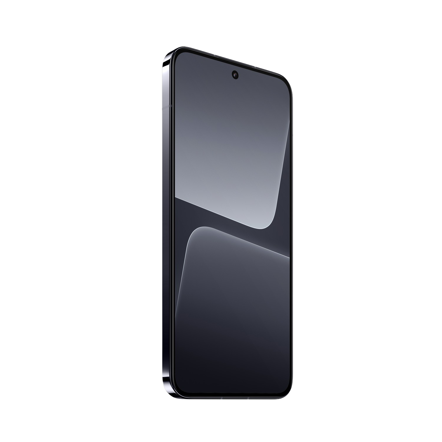 Elegancki, nowoczesny smartfon ze srebrną ramką, czarnym ekranem.