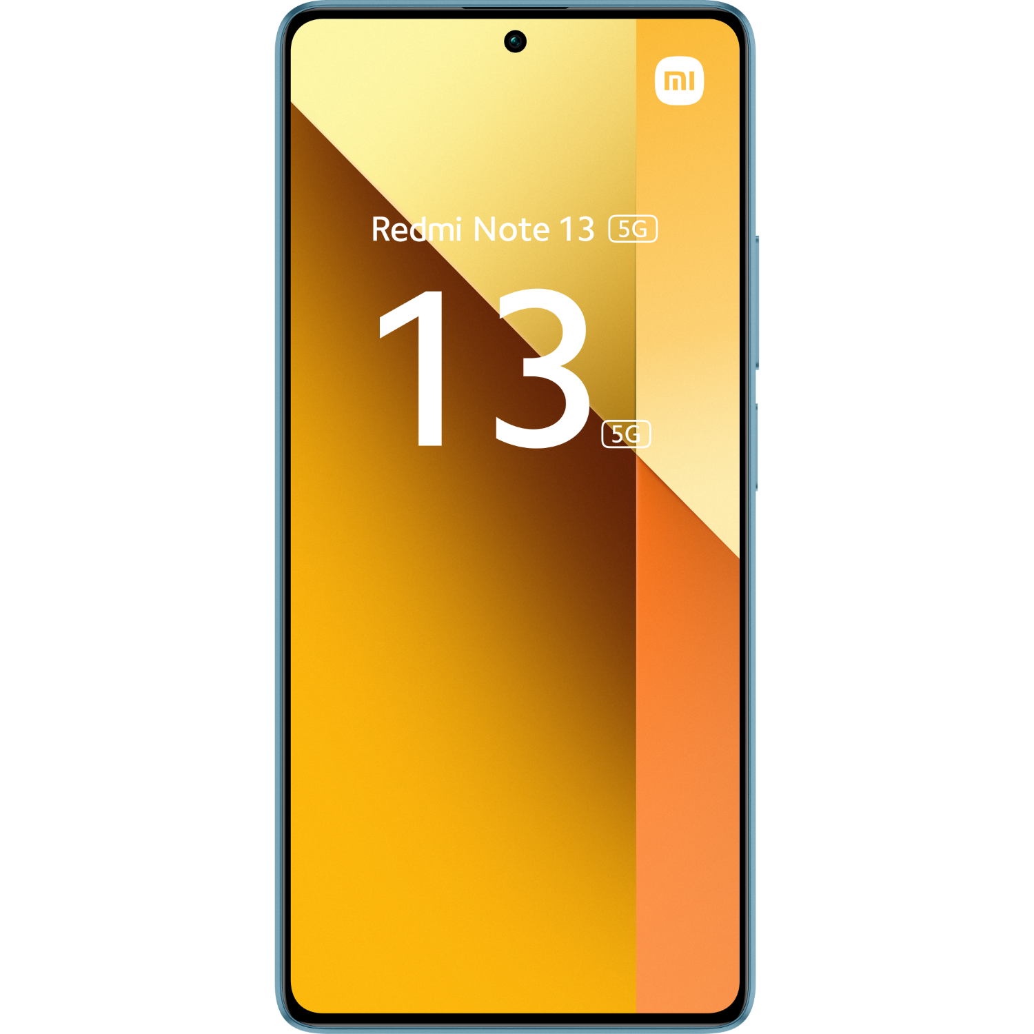 Niebieski telefon z logo Redmi Note 13 5G na ekranie.