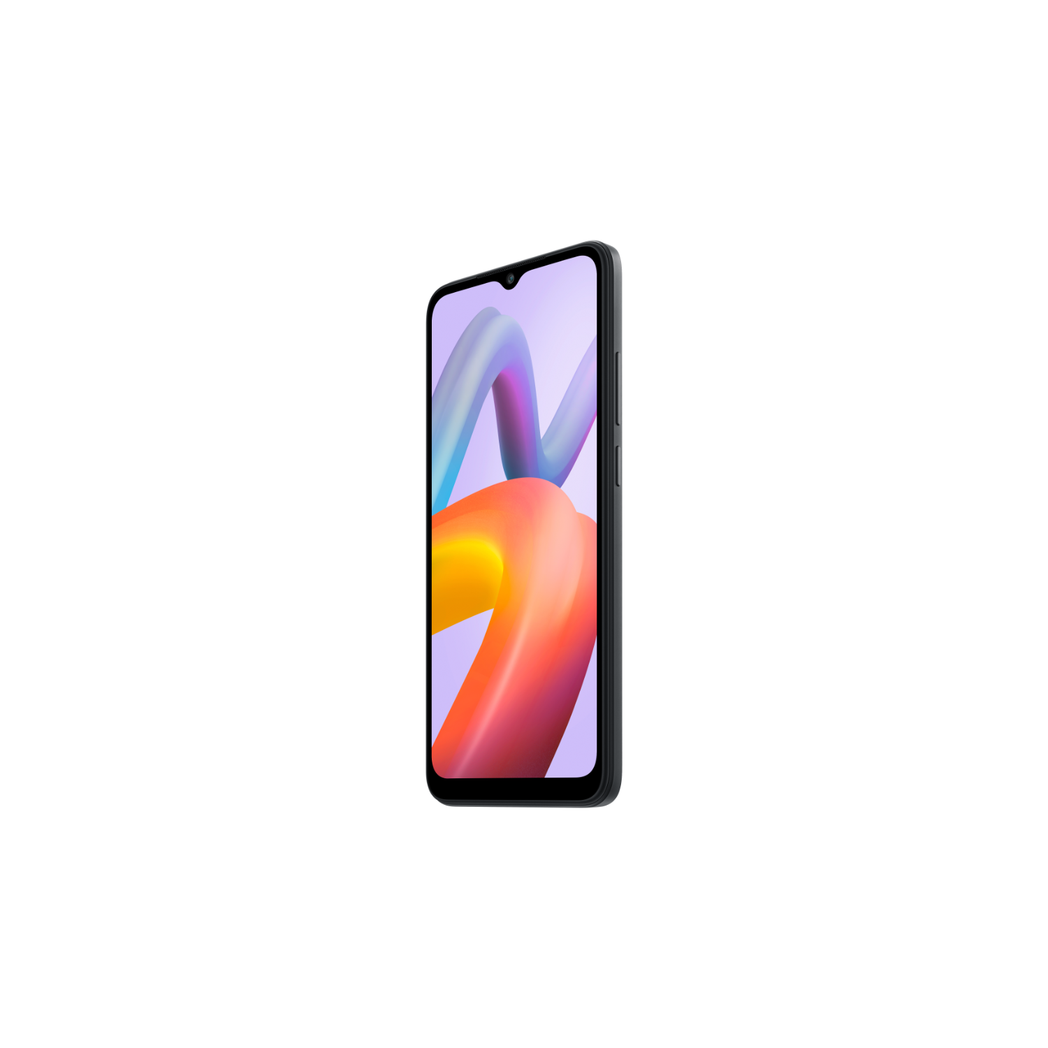 Uno smartphone nero con uno sfondo astratto colorato sullo schermo.