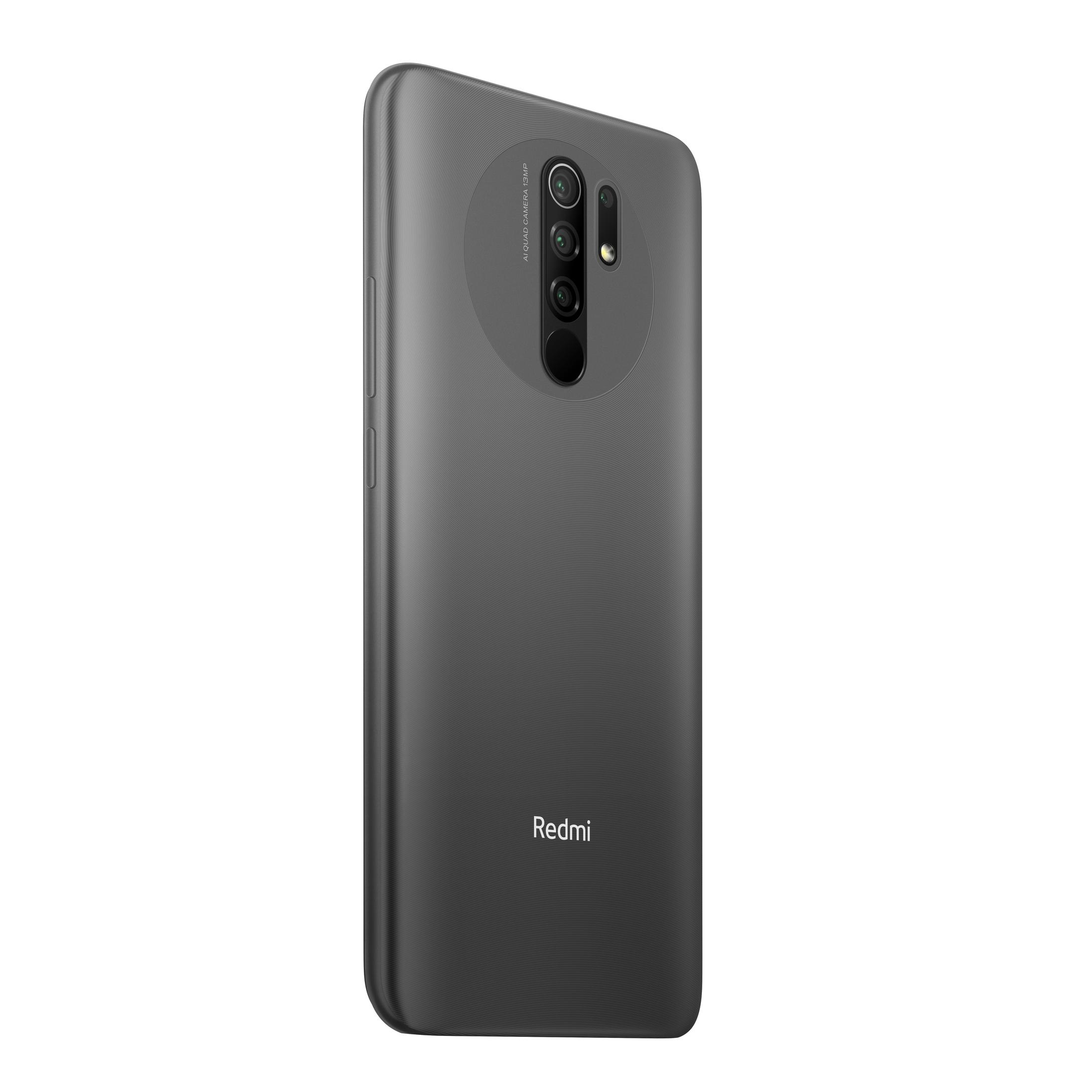 Rückansicht eines grauen Redmi-Smartphones.