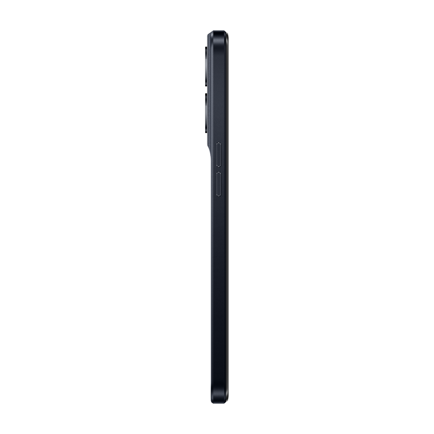 Smartphone negro, vista lateral. Botones en el lado derecho.