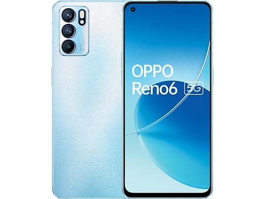 Móvil - OPPO Reno 6, Artic Blue, 128 GB, 8 GB RAM, 6,43 ", MediaTek MTK Next 5G-A, 4200 mAh, Android