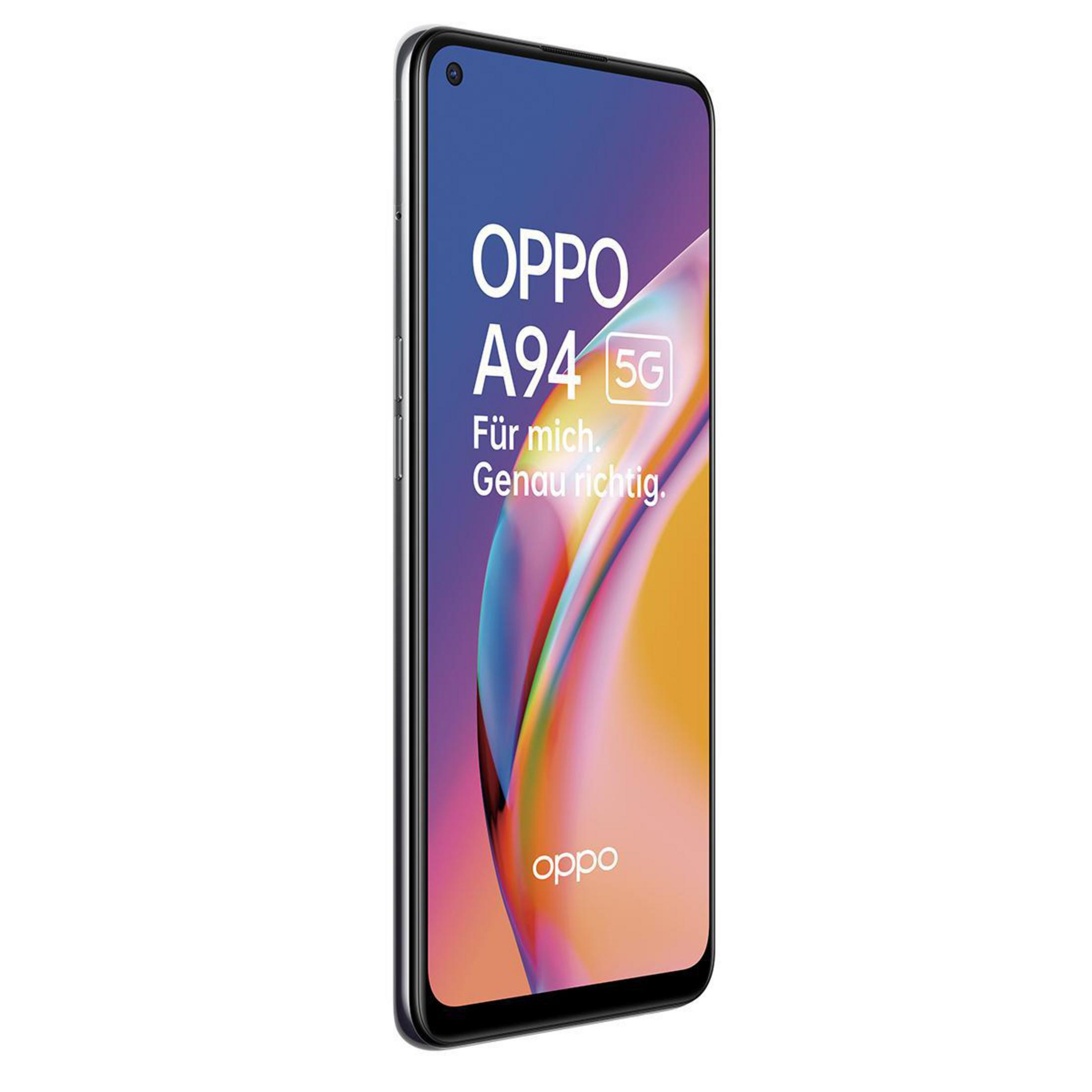 OPPO A94 5G smartphone, vooraanzicht, met een kleurrijk scherm.
