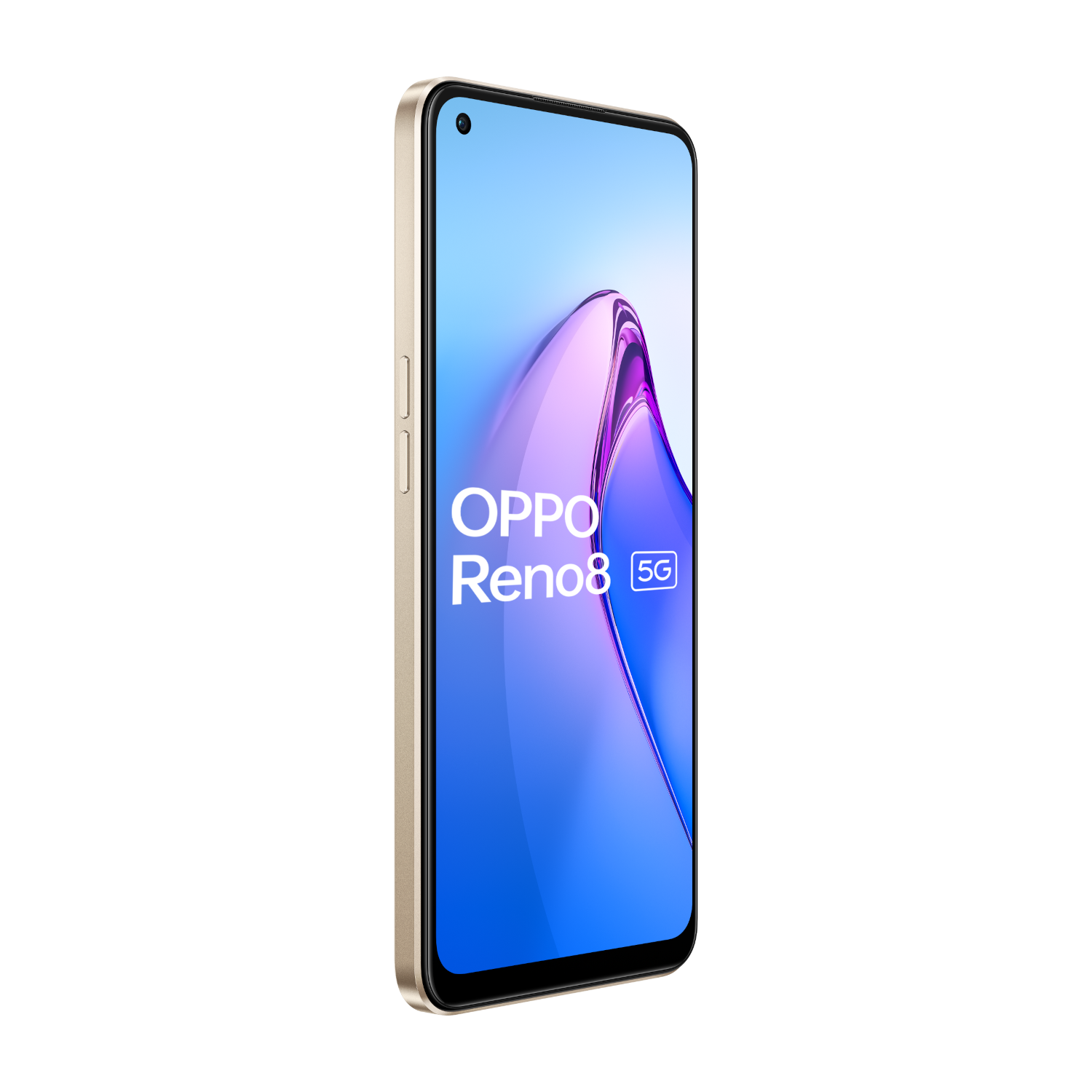 Ein Smartphone mit blauem Bildschirm, der Text anzeigt, vor schwarzem Hintergrund.