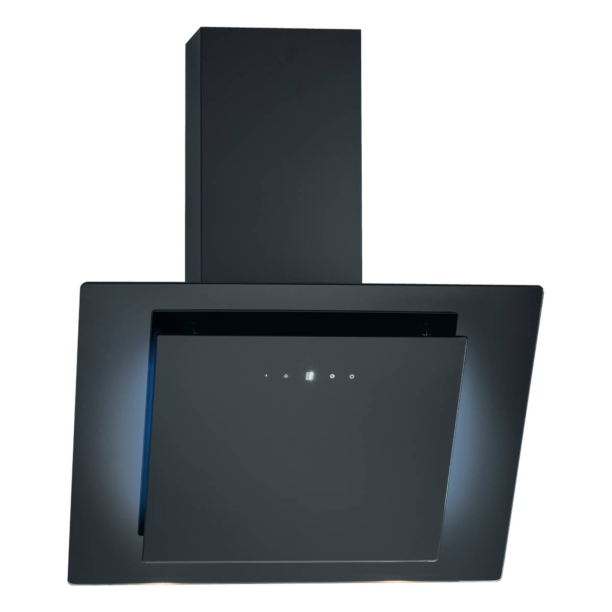 Cappa da cucina nera. Ha forma rettangolare e su sfondo bianco.