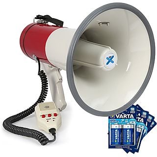 VONYX Megafoon met sirene - MEG050 - Met batterijen en afneembare microfoon - 1km bereik - 50 watt Megafoon Wit