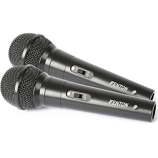 FENTON Karaoke microfoon - DM100 - Set van twee karaoke microfoons - Ook perfect voor DJ's - Zwart Draadgebonden microfoon Zwart