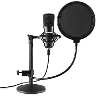 VONYX USB microfoon voor pc - CMTS300 - studio microfoon met tafelstandaard en popfilter - Zwart Studio microfoon Zwart