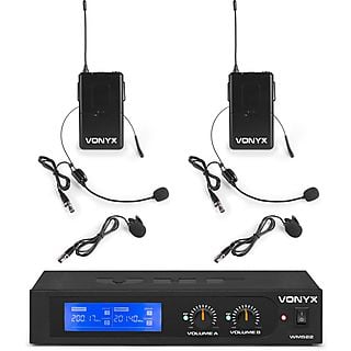 VONYX Draadloze microfoon - WM522B draadloze microfoonset met 2 headsets en bodypacks Draadloze microfoon Zwart