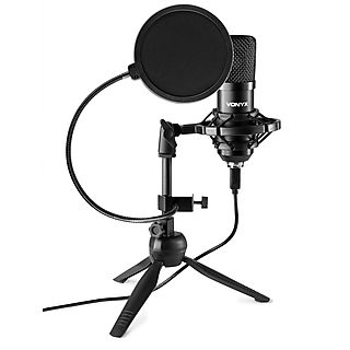 VONYX USB microfoon voor pc - CM300B - Met tafelstandaard en popfilter - Zwart Studio microfoon Zwart