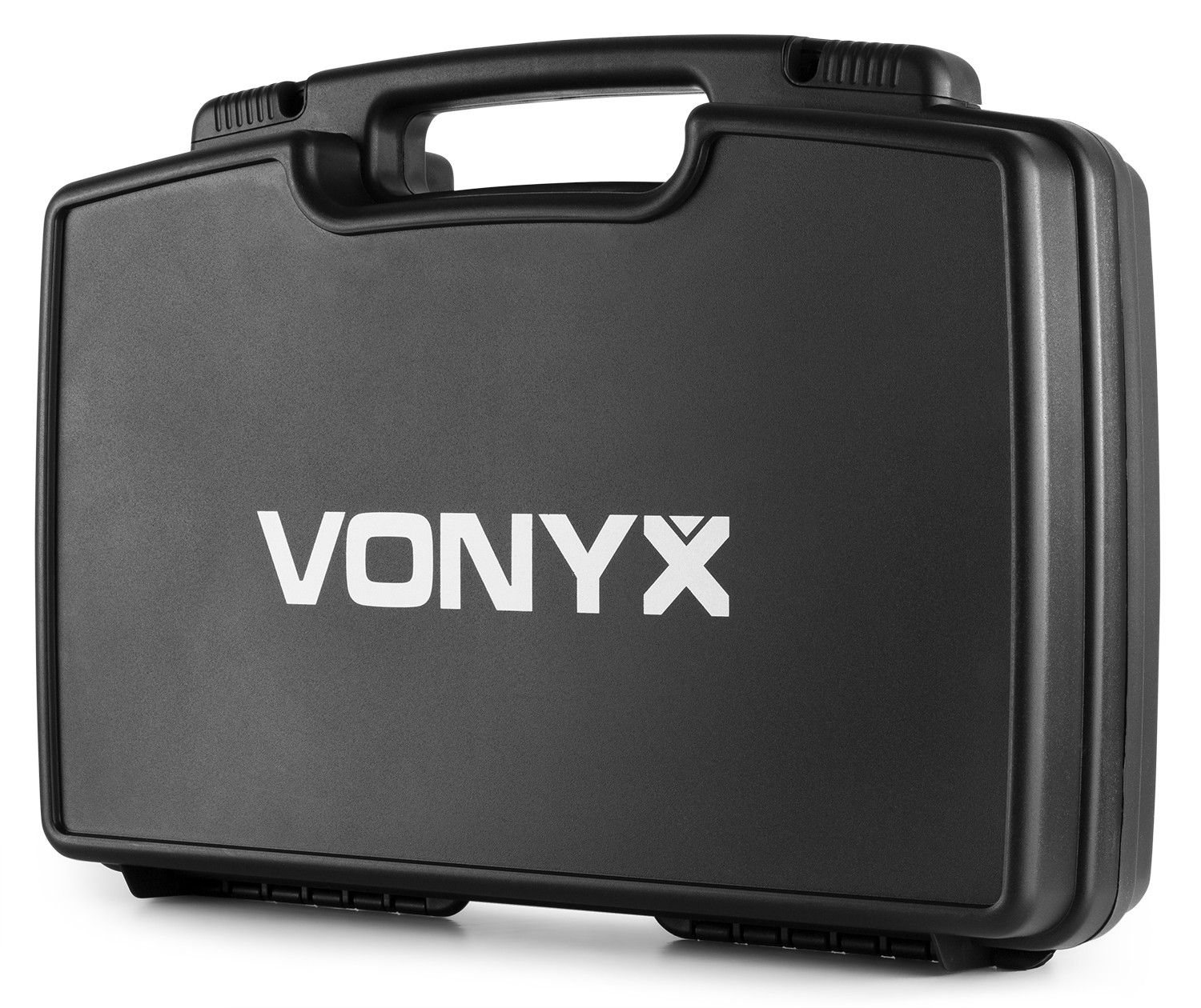 Black Vonyx hard case with handle, brand name on the front, and a glossy finish.