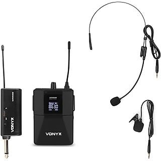 VONYX WM55B draadloze headset microfoon met bodypack - 10 kanalen - UHF - plug & play Draadloze microfoon Zwart