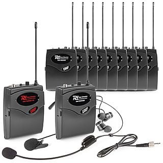 POWER DYNAMICS Rondleidingsysteem - TG40 - Complete set - Zender en 10 ontvangers - UHF Draadloze microfoon Zwart