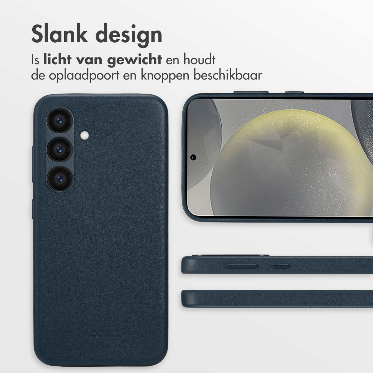 ACCEZZ MagSafe Leather Backcover - Geschikt voor Samsung Galaxy S24 - Telefoonhoesje voor Samsung Samsung Galaxy S24 Donkerblauw