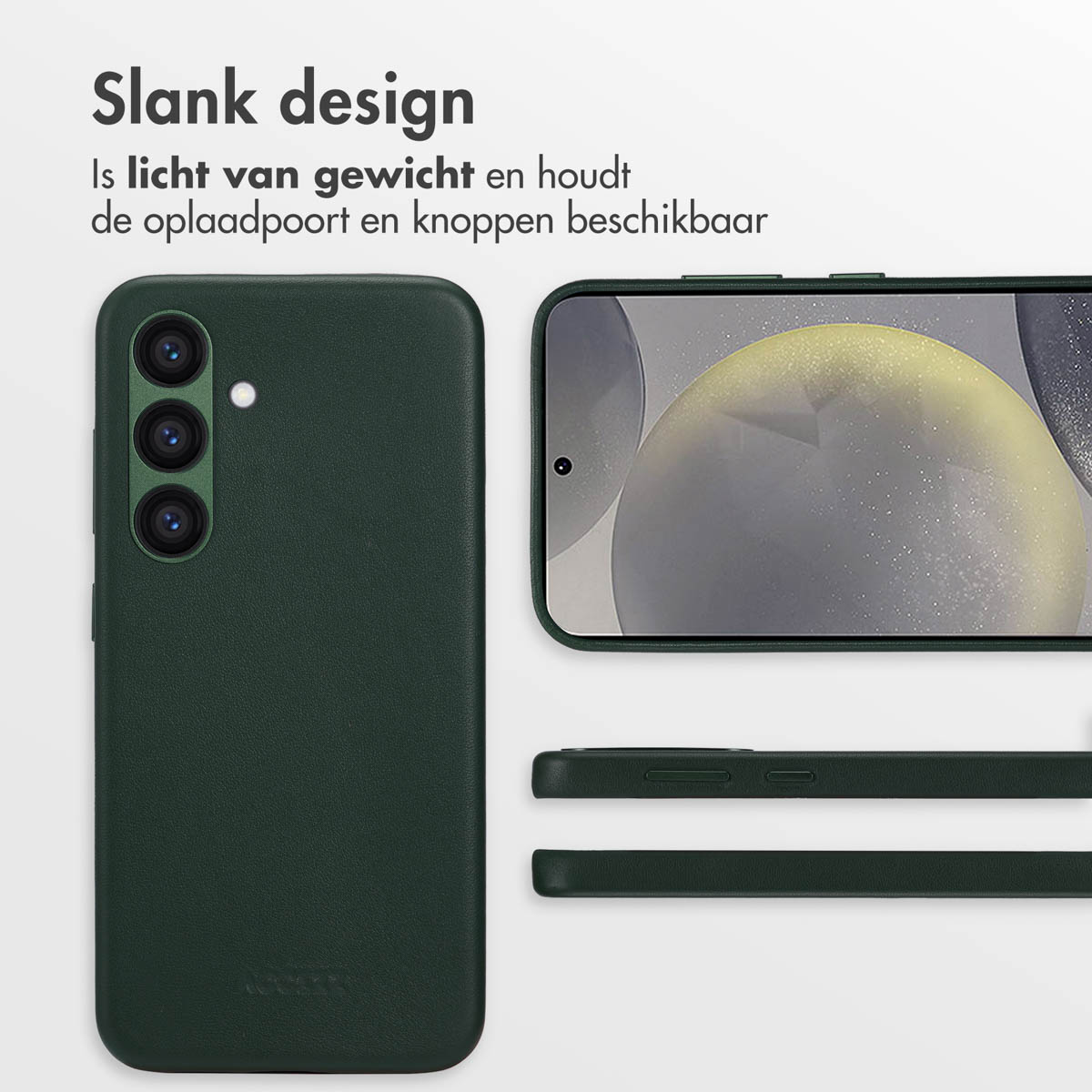 ACCEZZ MagSafe Leather Backcover - Geschikt voor Samsung Galaxy S24 - Telefoonhoesje voor Samsung Samsung Galaxy S24 Donkergroen