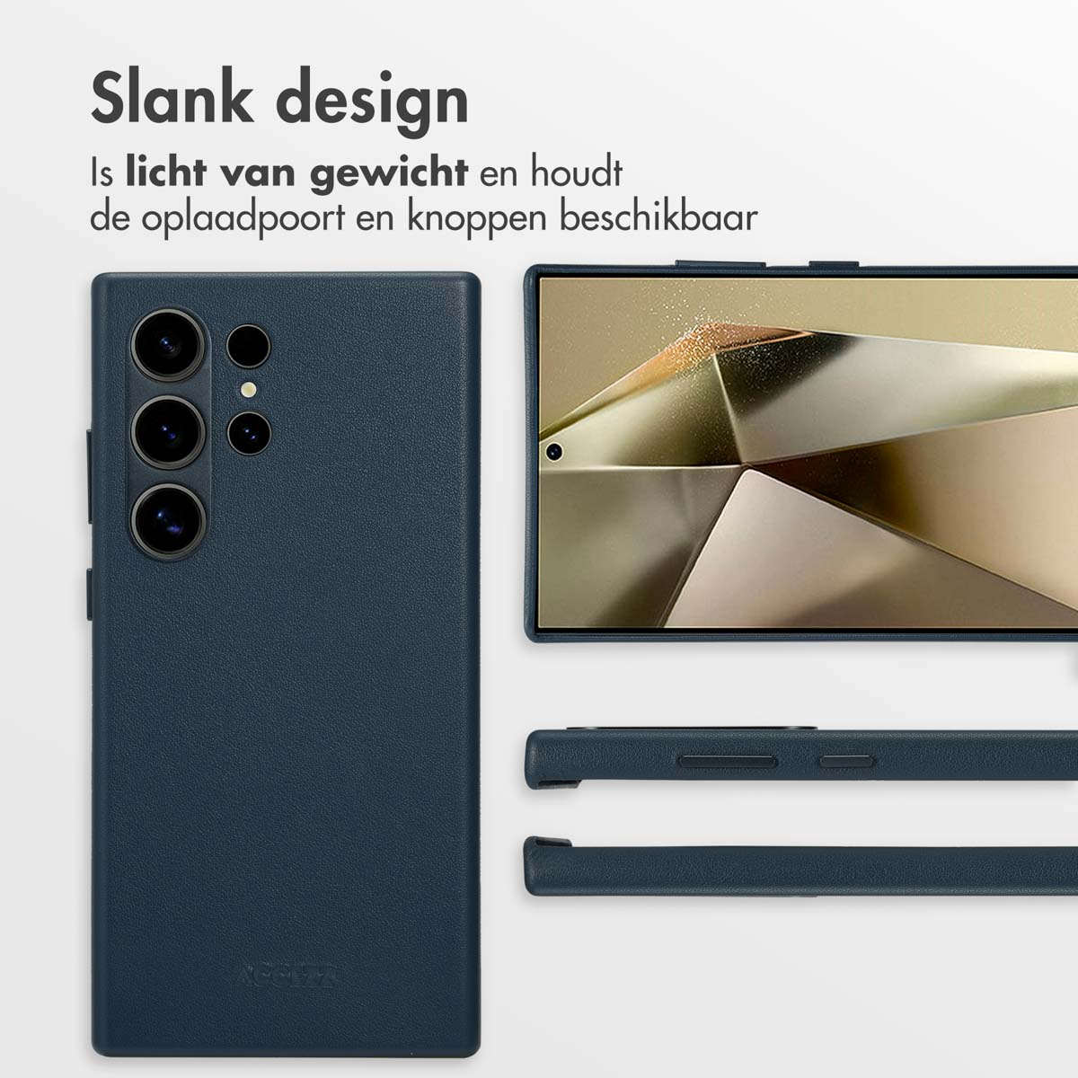 ACCEZZ MagSafe Leather Backcover - Geschikt voor Samsung Galaxy S24 Ultra - Telefoonhoesje voor Samsung Samsung Galaxy S24 Ultra Donkerblauw