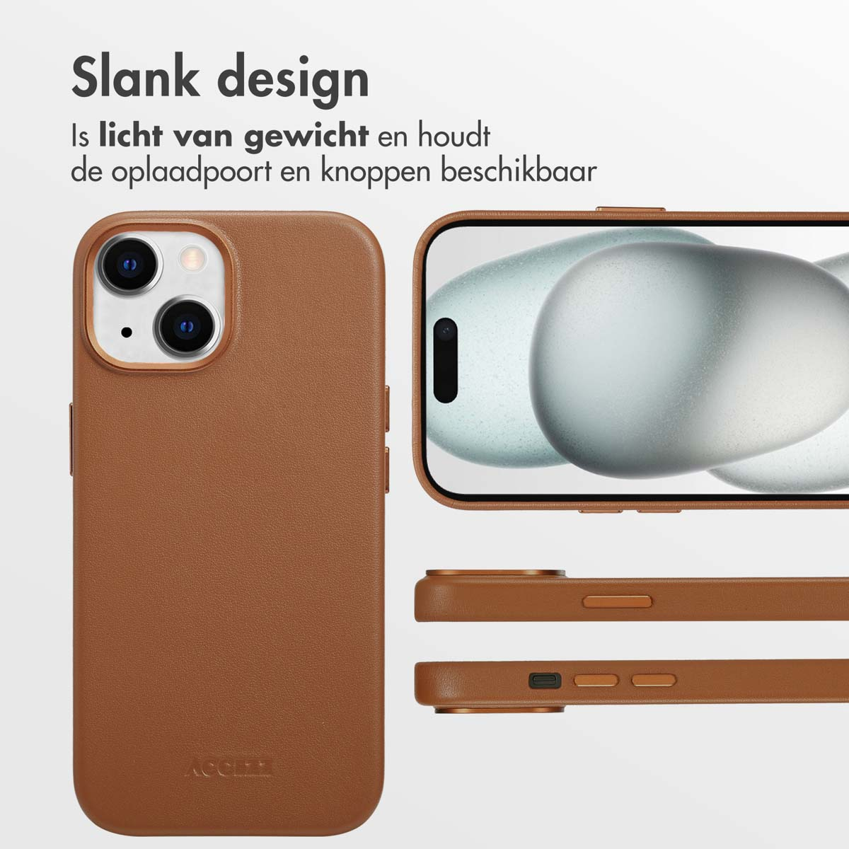 ACCEZZ MagSafe Leather Backcover - Geschikt voor Apple iPhone 15 - Telefoonhoesje voor Apple iPhone 15 Bruin