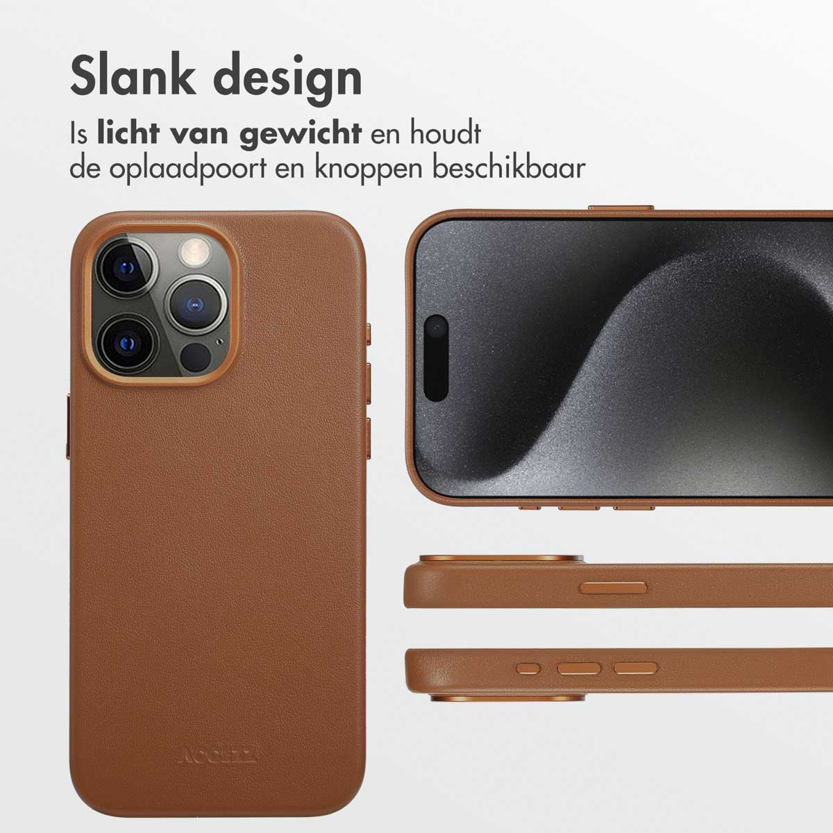 ACCEZZ MagSafe Leather Backcover - Geschikt voor Apple iPhone 15 Pro Max - Telefoonhoesje voor Apple iPhone 15 Pro Max Bruin