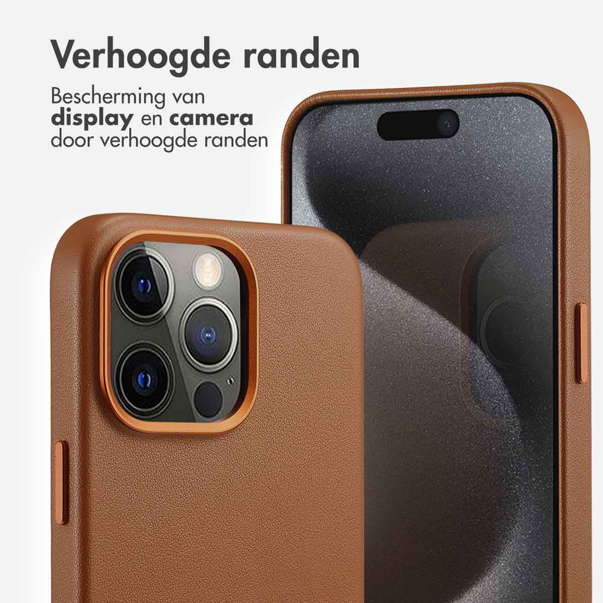 ACCEZZ MagSafe Leather Backcover - Geschikt voor Apple iPhone 15 Pro Max - Telefoonhoesje voor Apple iPhone 15 Pro Max Bruin