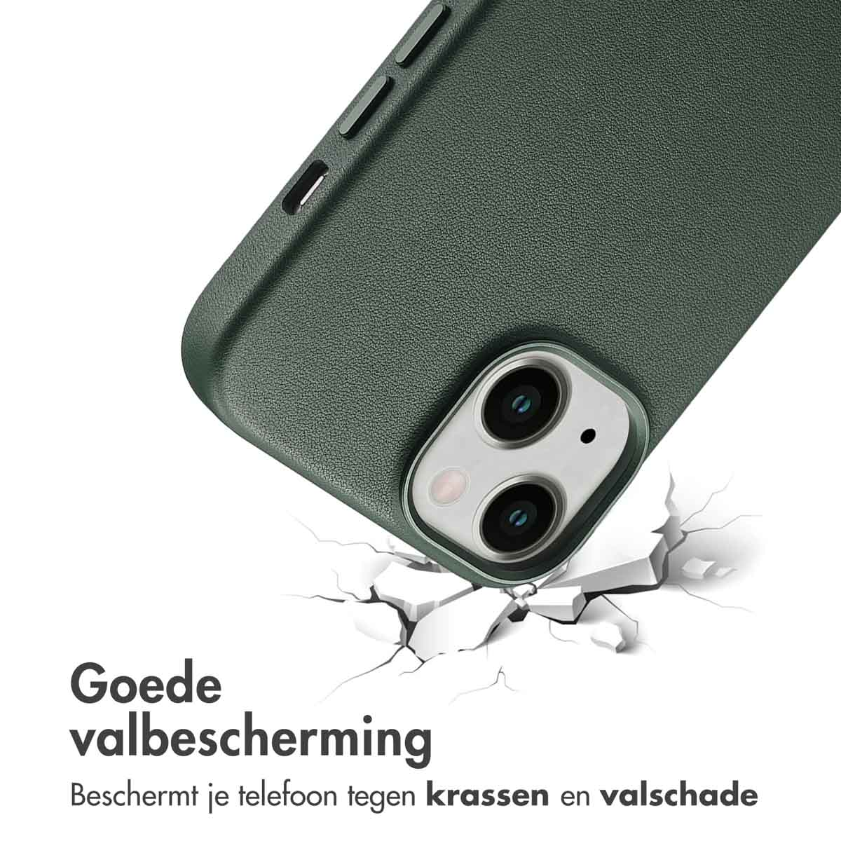 Cover verde per telefono che cade e spacca il terreno. Buona protezione.