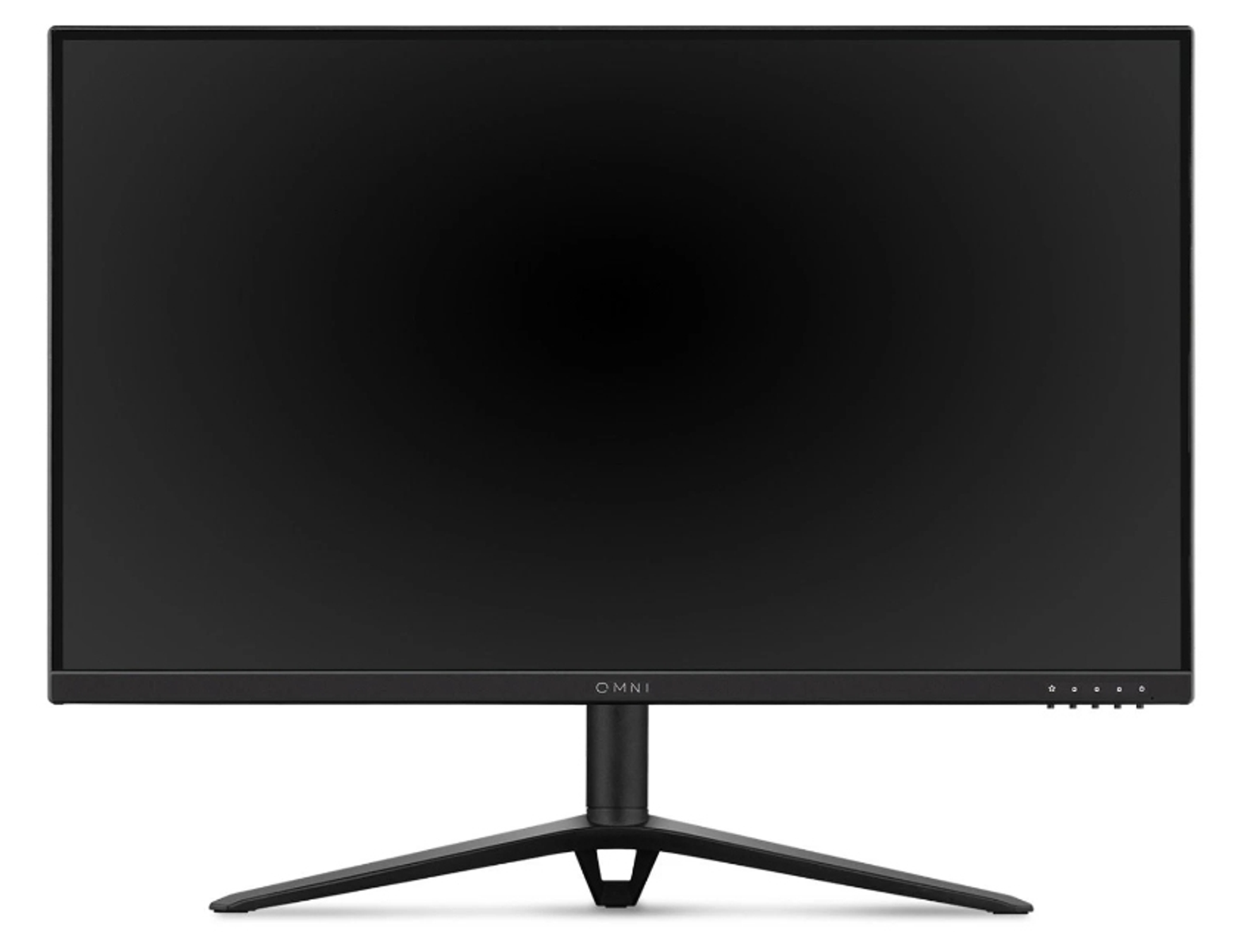 Czarny monitor komputerowy z logo OMNI. Widok z przodu.