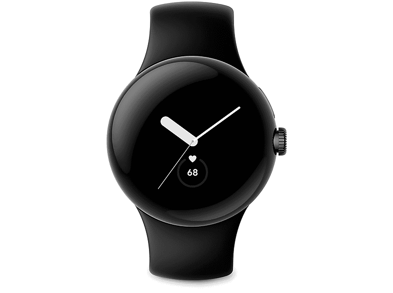 GOOGLE PIXEL WATCH WIFI BLACK CASE AND OBSIDIAN BAND Smartwatch Edelstahl Fluorkautschuk, 130–210 mm, Matte Black/Obsidian