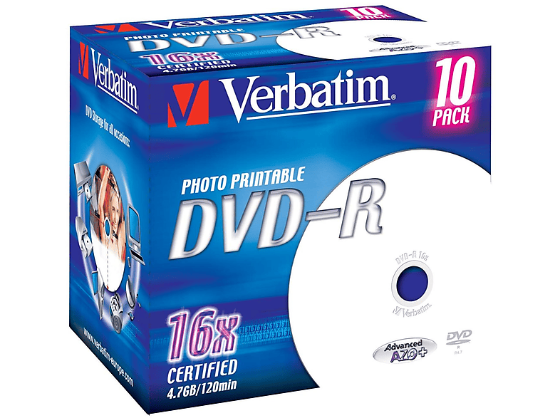 VERBATIM 43521 DVD-R 16X 10ER JC PRINTABLE Rohling
