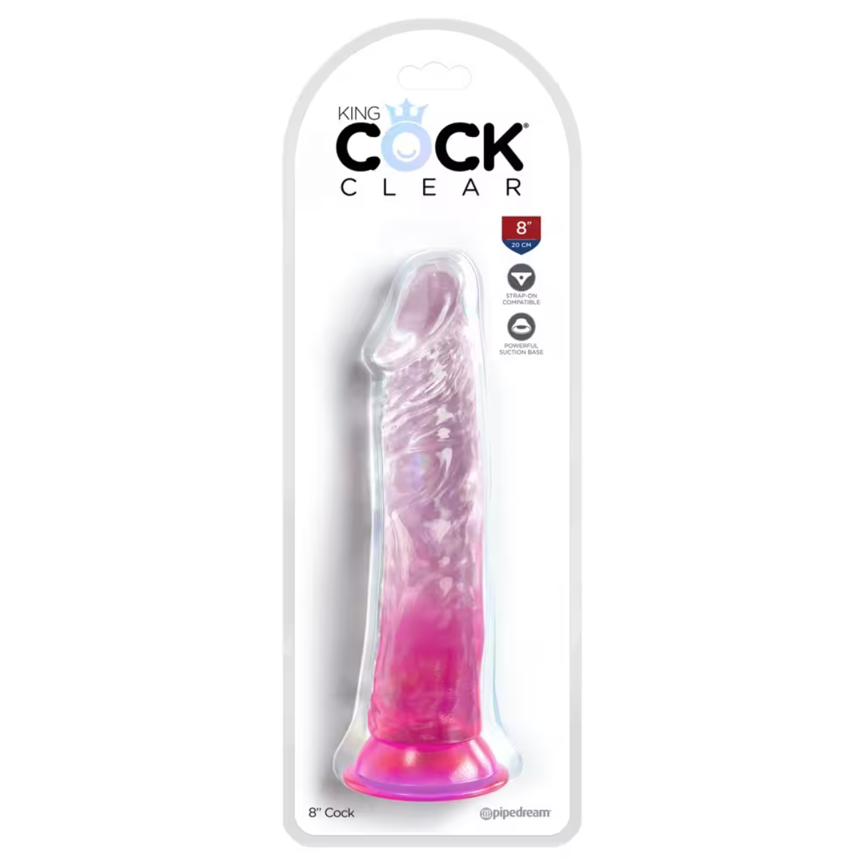 Rosa-transparenter Sexspielzeug in einer transparenten Verpackung.
