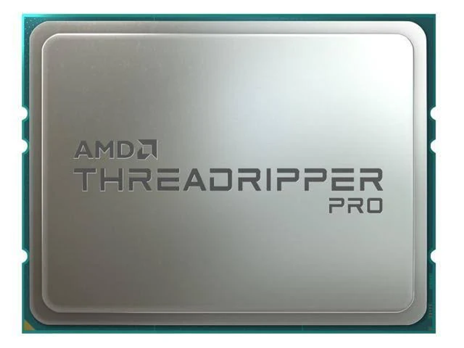 Puce de processeur AMD Threadripper PRO argentée.