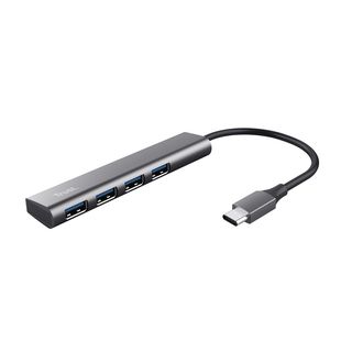 TRUST Halyx USB-C naar 4-poorts USB-A 3.2 Gen1-hub - Stijlvolle USB-hub van aluminium - 4 extra USB-A-poorten