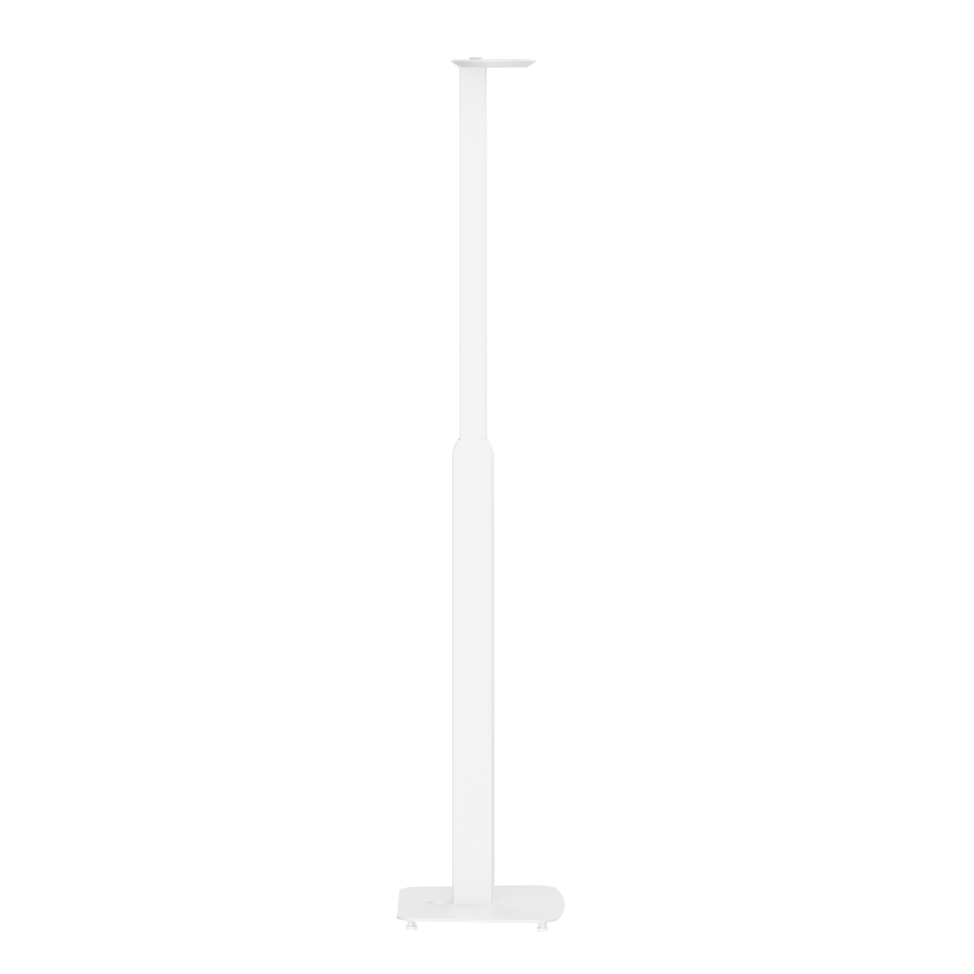Een hoge, witte, verticale standaard met rechthoekige basis en platte bovenkant.