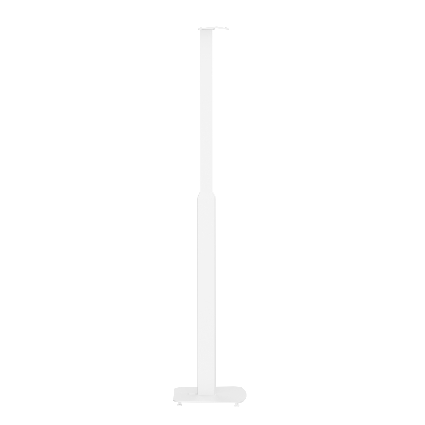 Witte, verticale paal, T-vormige basis, witte achtergrond. Voor het vasthouden.
