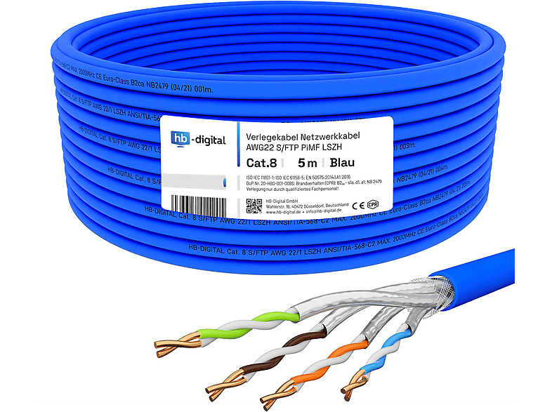 HBDIGITAL CAT 8 max.2000 MHz S/FTP AWG22 LSZH CAT.8