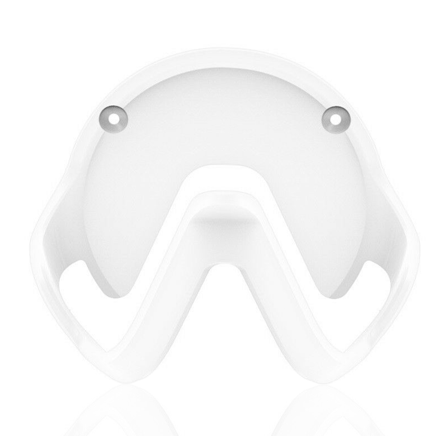 Ein weißer Telefonhalter. Er hat eine einzigartige Form mit geschwungenem Design.