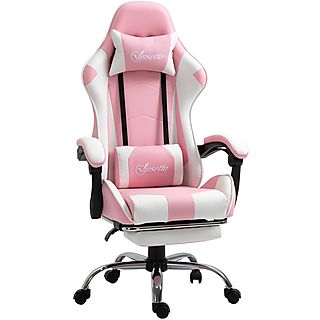 Silla gaming  - Reclinable, Gamer, Giratoria, Reposacabezas, Reposapiés, Cojín Lumbar, Altura Ajustable VINSETTO, Rosa