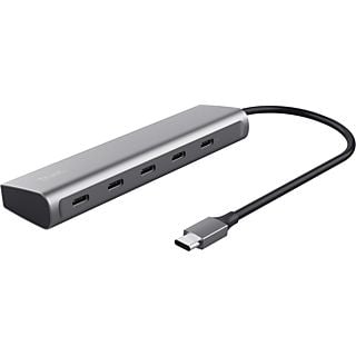 TRUST Halyx 5-poorts Aluminium USB-C hub - 4 extra USB-C-poorten en 1 pass-through-poort