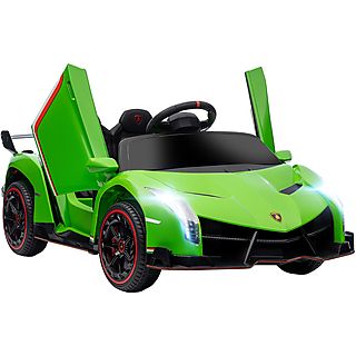 Coche eléctrico - HOMCOM Lamborghini, 3-6 Años, 12V, 7 km/h, Puerta de Tijera, Control Remoto, MP3, Luces, Cinturón