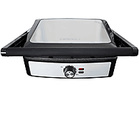 MediaMarkt GASTRONOMA 18240001 Panini grill en contactgrill met anti-aanbaklaag en oververhittingsbeveiliging RVS-Zwart aanbieding