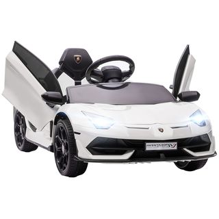 Coche eléctrico infantil - HOMCOM Lamborghini, 12V, 5 km/h, Puerta de Tijera, Control Remoto, MP3, Luces, Cinturón de Seguridad