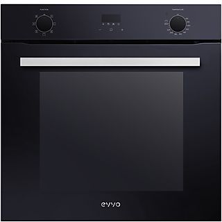 Horno convencional - EVVO H20 Black, Integrable con marco incluido, calor por ambos lados, descongelación, modo grill, Hidrolítica, 77 l, 59,5 cm, Negro