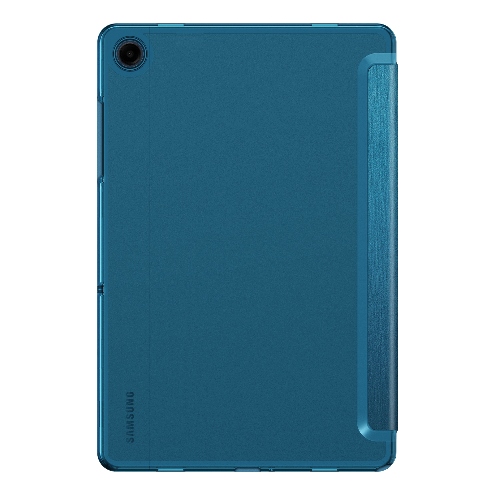 Blaue Tablethülle.  Eine blaue Tablet-Hülle mit Ständer wird gezeigt.