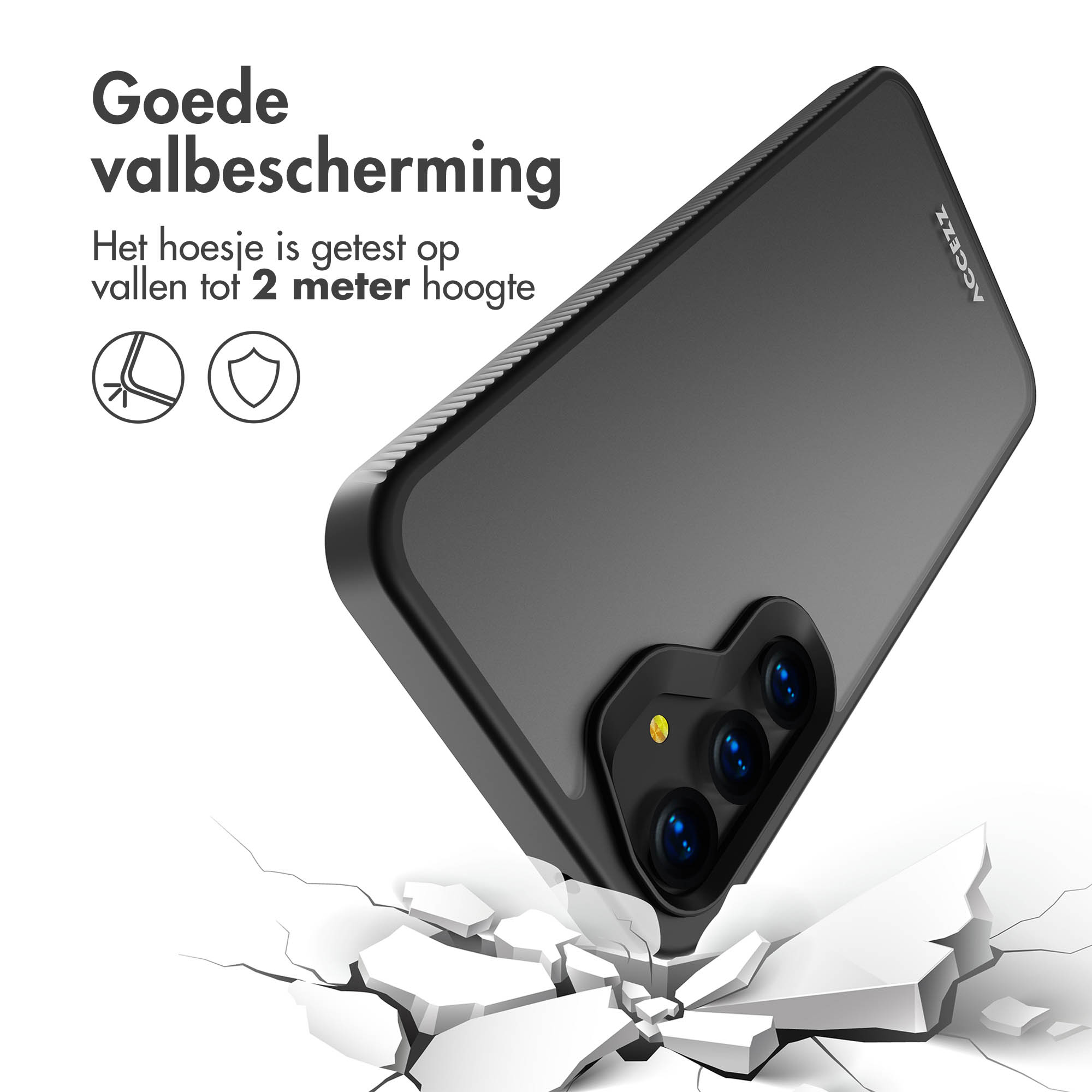 ACCEZZ Rugged Frosted Backcover adatta per Samsung Galaxy A55 Cover per Galaxy A55 (5G), Nero