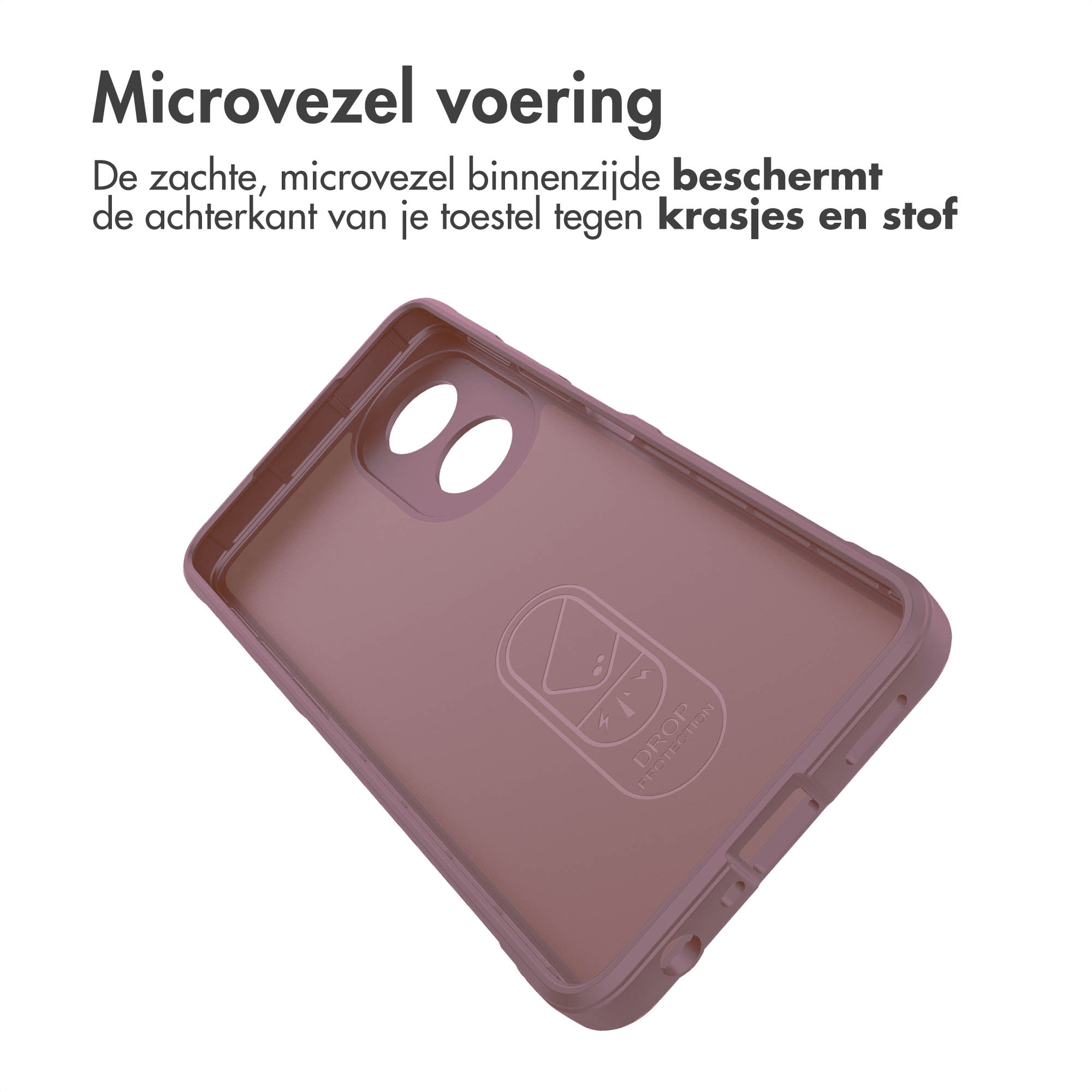 Roze telefoonhoes binnenkant, met de binnenkant van de hoes, met valbescherming.