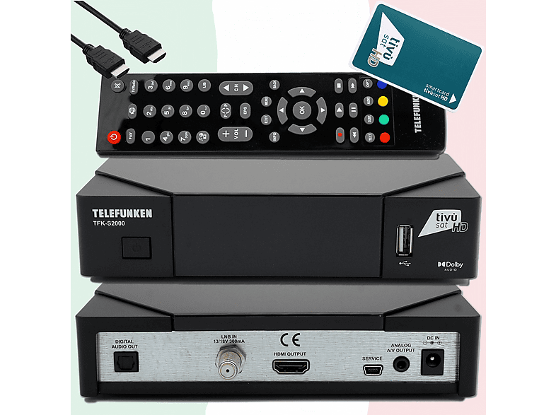 TELEFUNKEN TFK-S2000 DVB-S2 Receiver HEVC + TiVuSat HD Karte Full-HD ...